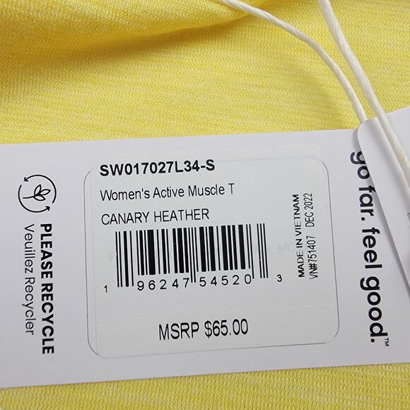 Smartwool Go Far Feel Good Active Muscle Tank Womens Size Small Canary Yellow - Picture 6 of 13